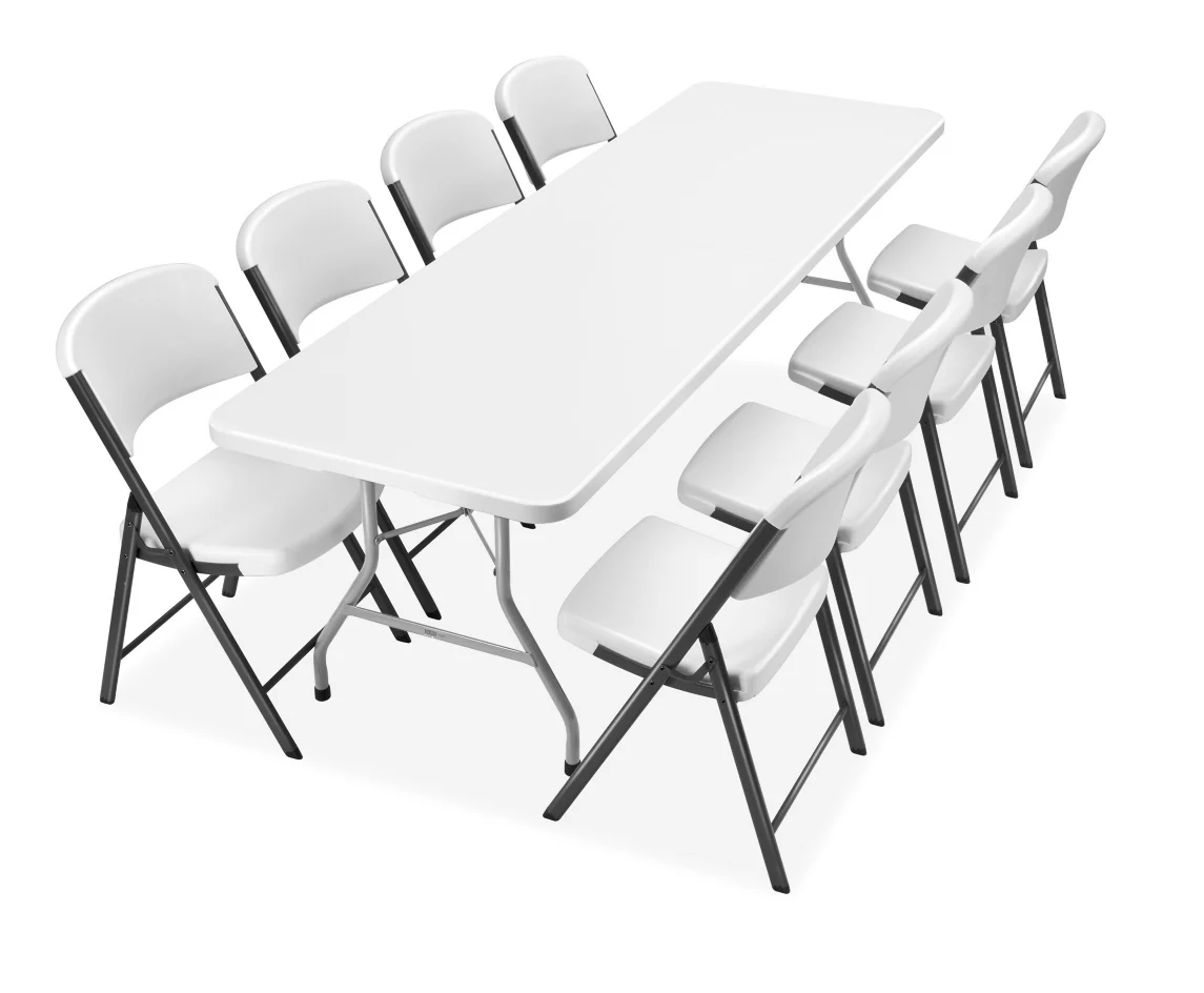 8ft Fold-in-Half Table - 96 x 30", White
